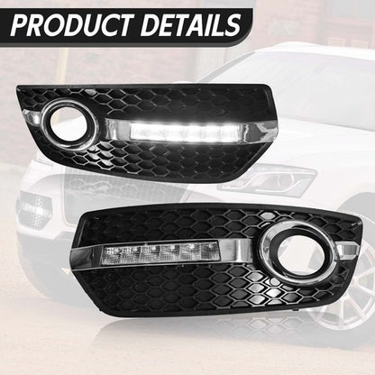 LED DRL Fog Lights Bezel Cover Lamp w/Wire harness switch For 2009-2012 Audi Q5