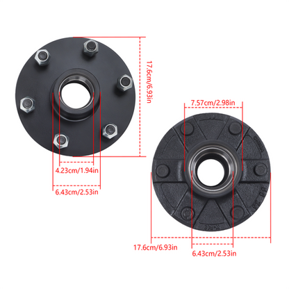 Solid Spare 6 on 5.5' Trailer Hub Kit For 3500 lbs. #84 Spindle With Trailer Bearing
