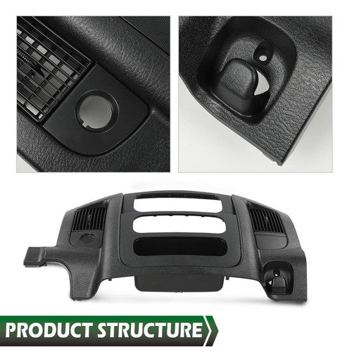 Solid Spare Fit For 02-05 Dodge Ram 1500 2500 Dash Radio Bezel Climate Trim Panel Vent Black