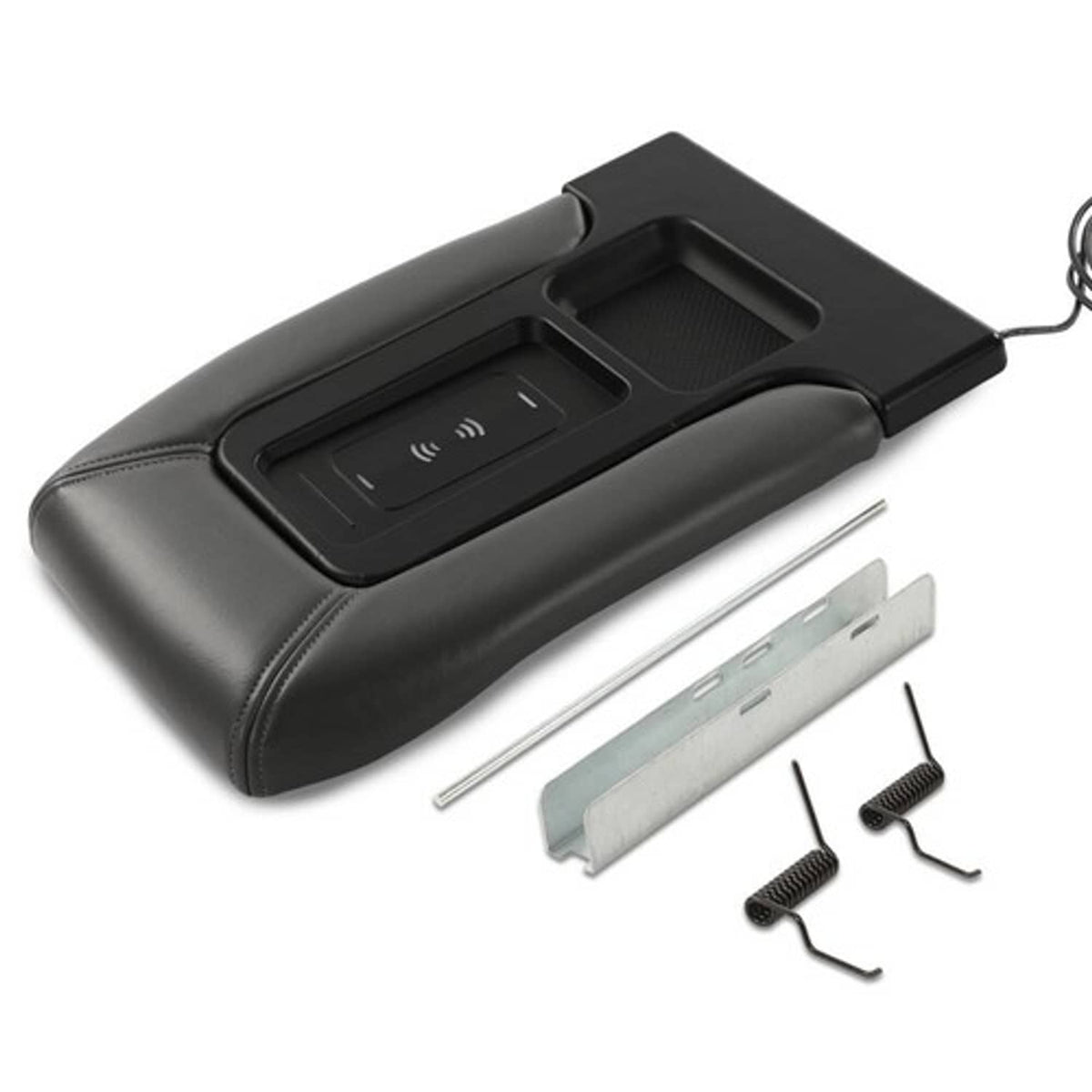 Solid Spare Fit For 2001-2007 Silverado Sierra Center Console Armrest Wireless Charging Gray