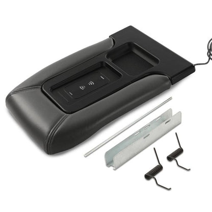 Solid Spare Fit For 2001-2007 Silverado Sierra Center Console Armrest Wireless Charging Gray