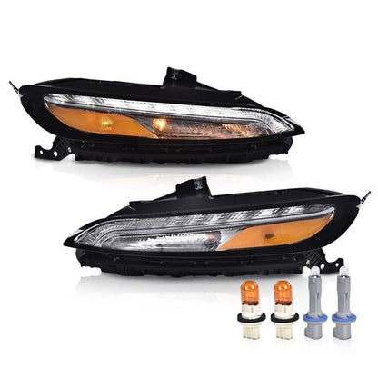 Solid Spare Fit For 14-18 Jeep Cherokee Chrome DRL Running Lights w/ Signal Lamps Pair