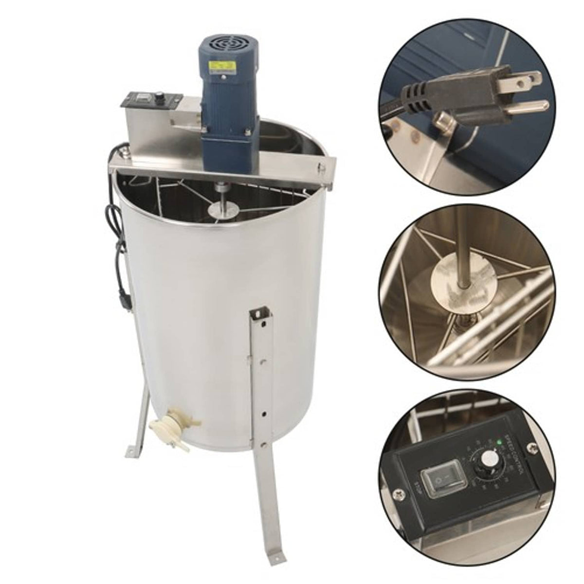 Solid Spare Stainless Steel Electric Honey Extractor Beekeeping Equipment 1300RPM 3 Frames