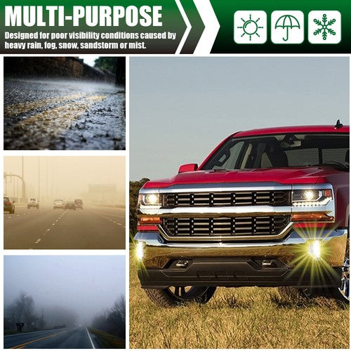 Solid Spare Bumper Lamps+Switch Yellow Fit For 16-18 Chevy Silverado 1500 LED Fog Lights