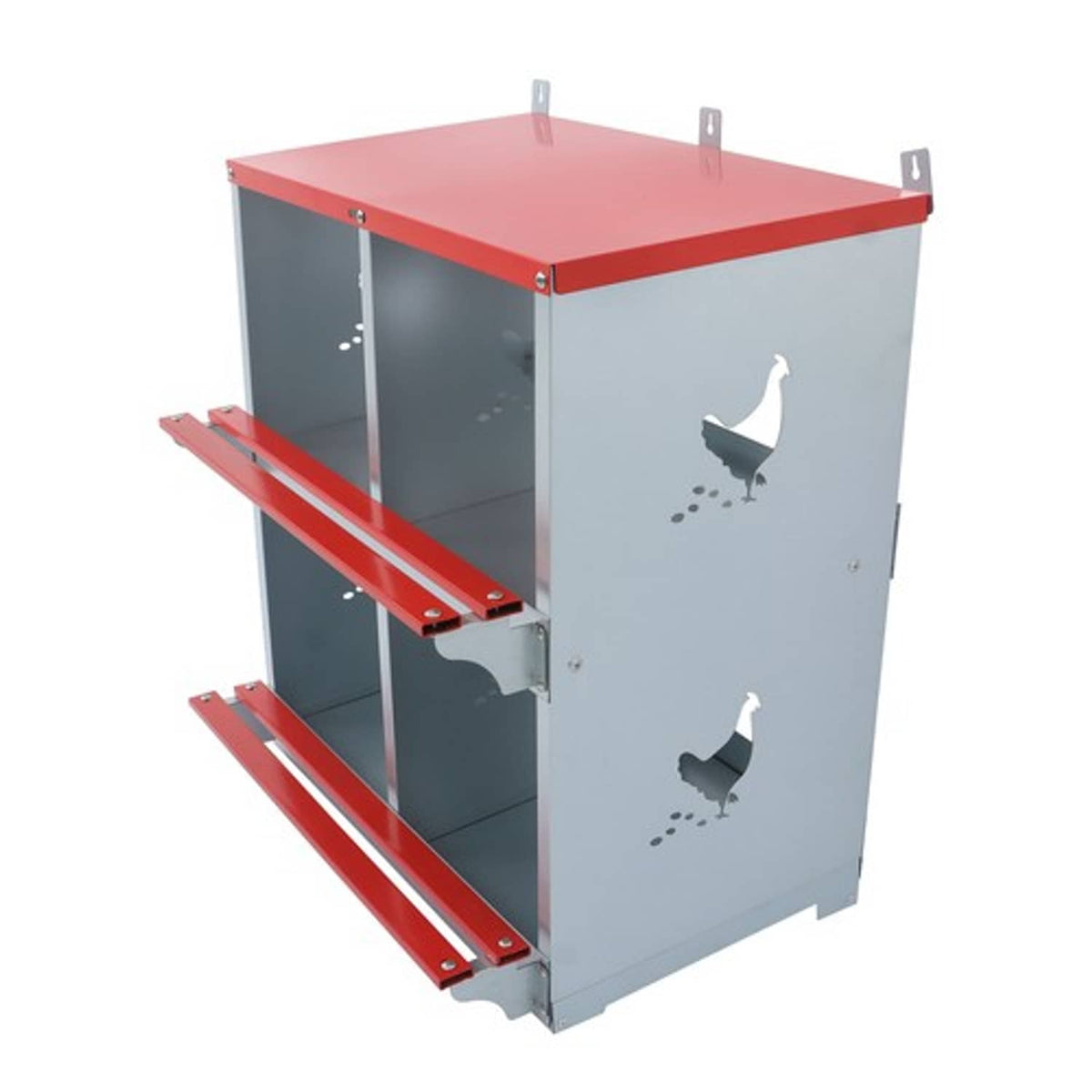 Solid Spare Chicken Nesting Boxes 4 Compartment Metal Poultry Nest Box Wall Mount For Hens