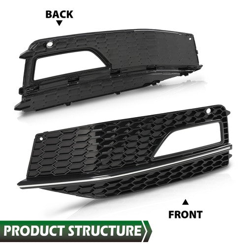 Solid Spare Fit For 13-16 Audi A4 Quattro B9 S4 S-Line Bumper Fog Light Lamp Bezel Left