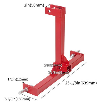Solid Spare 3 Point 2" Receiver Trailer Tow Hitch Category 1 Tractor Drawbar Attachment