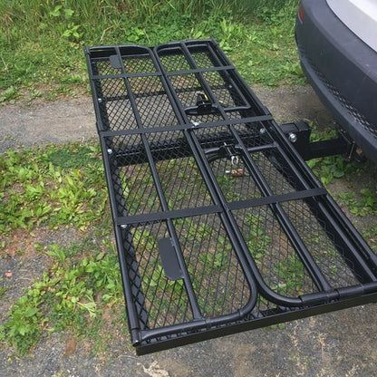 Solid Spare Folding Trailer Hitch Cargo Carrier Basket Luggage Rack w/ 2" Receiver 500 LBS