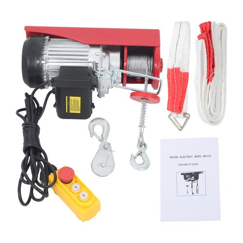 Solid Spare Mini Electric Hoist PA400 880lbs 14ft/4.2m Wired Remote Control Ring Axle Belt