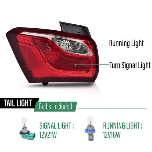 Solid Spare Halogen Tail Light Brake Lamp Outer Left Side Fit For 18-20 Chevrolet Equinox