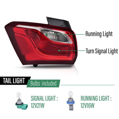 Solid Spare Halogen Tail Light Brake Lamp Outer Left Side Fit For 18-20 Chevrolet Equinox