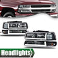 Solid Spare [LED DRL]Fit For 99-02 Chevy Silverado 1500 2500 HD Headlight+Bumper Lamps Black