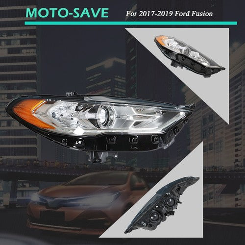 Solid Spare Projector Headlight Chrome Housing W/LED DRL For Ford Fusion 2017-19 Right Side