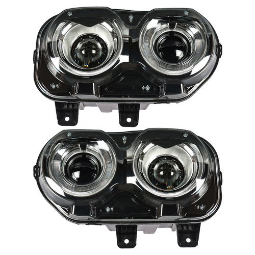 Solid Spare Pair Set For Dodge Challenger 2015-2018 Headlight Replacement Halogen Clear Lens