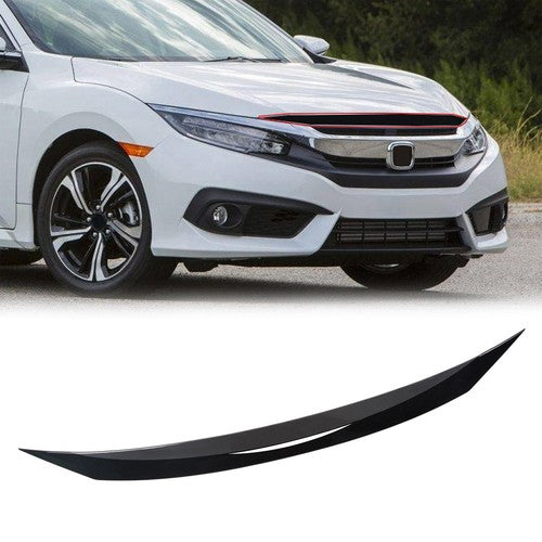 Solid Spare FOR HONDA CIVIC Si 2016-2021 GLOSS BLACK FRONT HOOD BUMPER UPPER TRIM NOSE COVER
