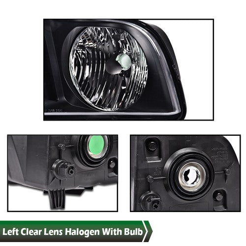Solid Spare Fit For 05-09 Ford Mustang Clear/Black Headlight Assembly Left Driver Side
