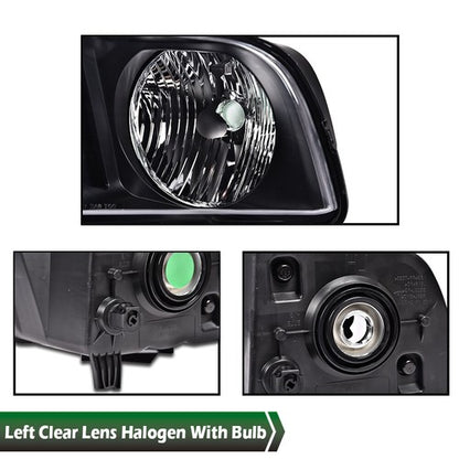Solid Spare Fit For 05-09 Ford Mustang Clear/Black Headlight Assembly Left Driver Side