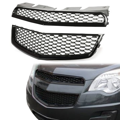 Solid Spare Black Front Upper & Lower Bumper Grille Honeycomb Style For 10-15 Chevy Equinox