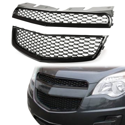 Solid Spare Black Front Upper & Lower Bumper Grille Honeycomb Style For 10-15 Chevy Equinox