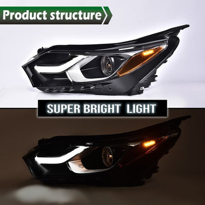 Solid Spare Fit For 2018-2021 Chevrolet Equinox Halogen Left Projector Headlights w/ LED DRL