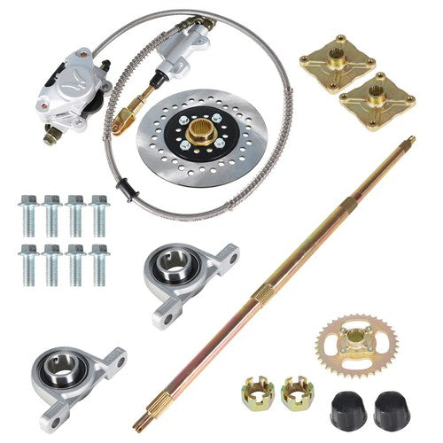 Solid Spare US Go Kart ATV Live Rear Axle Kit + Brake Assembly +Sprocket Hub Drift Trike 32"