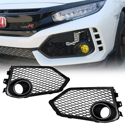 Fit 2017-2021 Honda Civic Type R Black Open Mesh Fog Light Lamp Covers