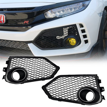 Fit 2017-2021 Honda Civic Type R Black Open Mesh Fog Light Lamp Covers