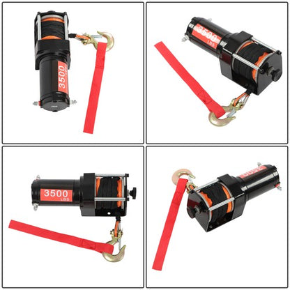 Solid Spare 3500lbs Electric Winch 12VDC/1.5HP 3/16in x 39ft Synthetic Rope IP55 Waterproof