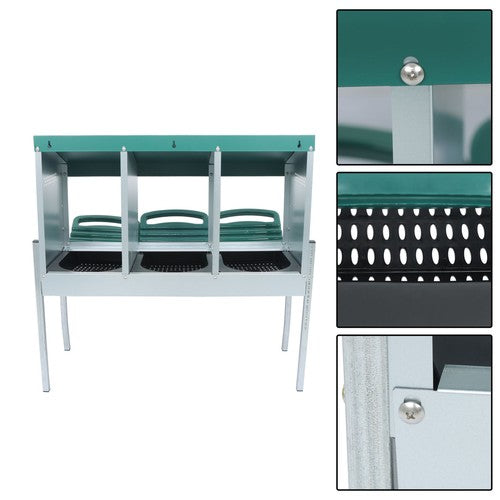 Solid Spare For Chicken Nest Box Green Chicken Nesting Box With Metal Legs Roll Away 3 Holes
