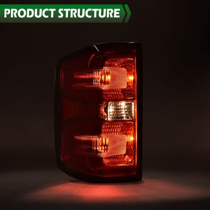 Solid Spare Fit For 2014-2018 Chevy Silverado Tail Light Brake Lamps w/ Bulbs+ Wiring