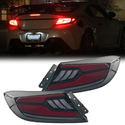 Pair Clear Lens LED Red Tail Lights For 2022-2024 Toyota GR86 Subaru BRZ ZN8 ZD8