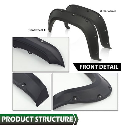 Solid Spare 4pcs Pocket Rivet Style Wheel Fender Flares Fit For 2016-2022 Toyota Tacoma
