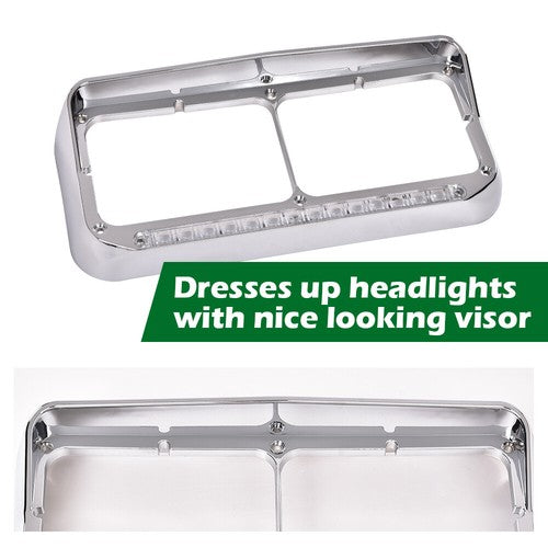 Solid Spare Headlight Bezel w/ LED Light Strip Fit For Peterbilt Freightliner Kenworth Truck