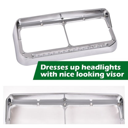Solid Spare Headlight Bezel w/ LED Light Strip Fit For Peterbilt Freightliner Kenworth Truck