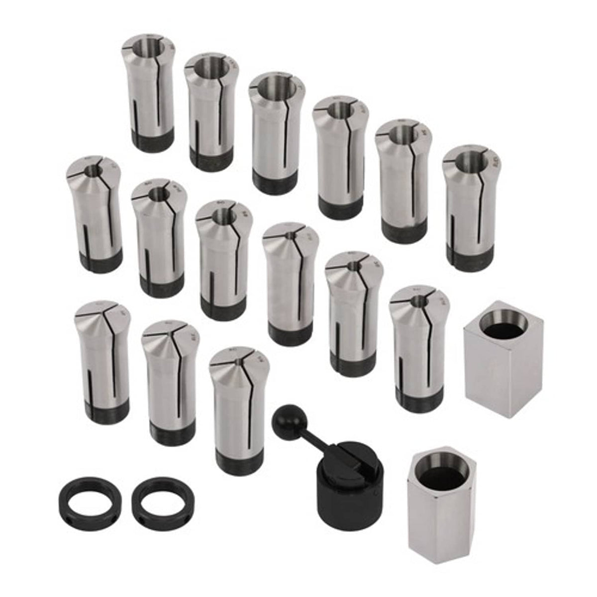 Solid Spare Precision 15 Piece 5C 1/8 - 1" Fractional Collet Set and 5 Pcs Collet Block Set