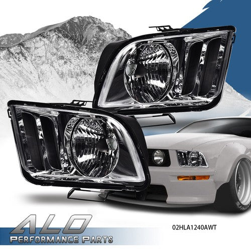 Solid Spare Fit For 2005-2009 Ford Mustang Left & Right Clear/Chrome Headlights Replacement