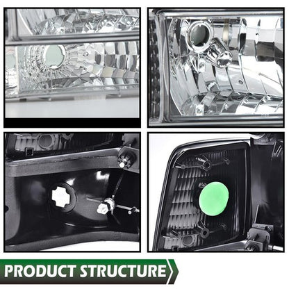 Solid Spare Fits 92-96 Bronco F150 F250 F350 Clear Headlights + Corner + Bumper Signal Lamps