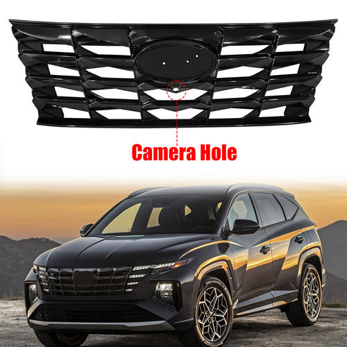 Front Bumper Upper Grille W/Camera Hole Fit 2022 2023 2024 Hyundai Tucson 4Dr US