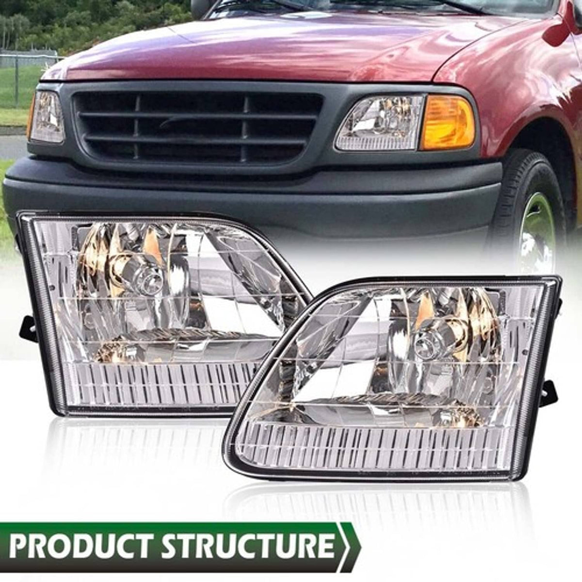 Solid Spare Fit For Ford 97-03 F-150/97-99 F-250/97-02 Expedition Headlights Left & Right