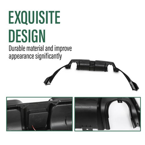 Solid Spare Fit For 2016-2021 Honda Civic Black Rear Lip Diffuser Body Kit w/ LED Light