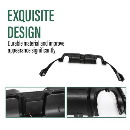 Solid Spare Fit For 2016-2021 Honda Civic Black Rear Lip Diffuser Body Kit w/ LED Light