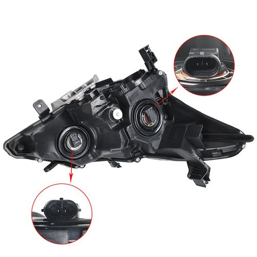 Solid Spare Black Headlights Housing Clear Left&Right Side For 2013-2015 Nissan Altima Sedan