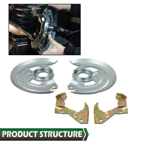 Solid Spare Disc Brake Caliper Brackets + Backing Plates Dust Shields A Body For GM Chevelle