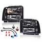 Solid Spare Black Headlights Conversion Kit W/ Bulb Fit For 99-04 Ford Super Duty Excursion
