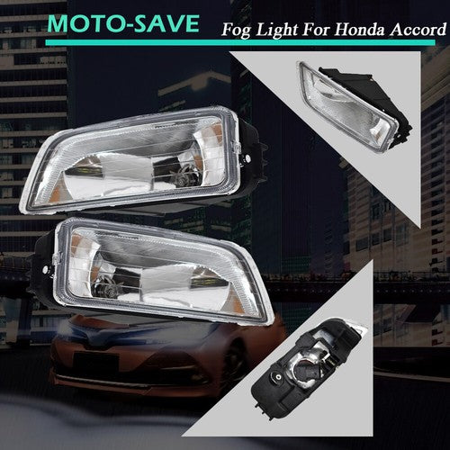 Solid Spare Pair Clear Bumper Driving Fog Light Kit For Honda Accord 4DR Sedan 2003-2007