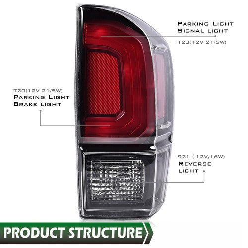Solid Spare Fit For 2016-2021 Toyota Tacoma Rear Right Side Tail Light Brake Lamp Assembly