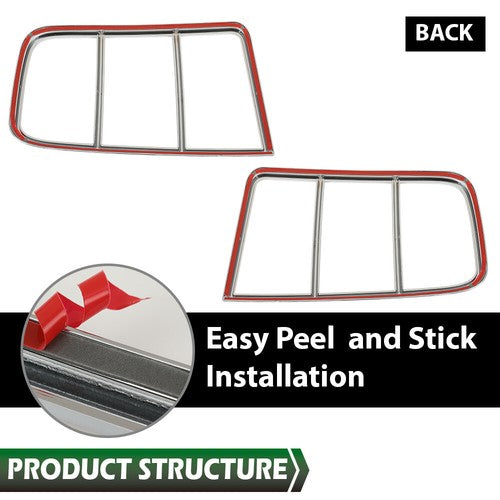 Solid Spare Tail Light Bezel Cover Silver Fit For 05-09 Ford Mustang Left+Right Pair Set