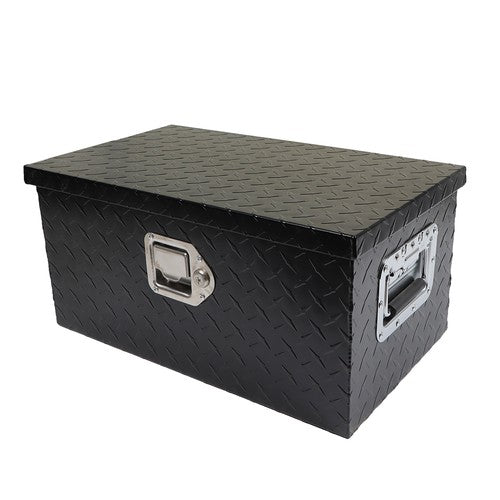 Solid Spare 20"×12"×9.5" Tool Box w/Keys For Pickup Trailer Black Aluminum Diamond Plate