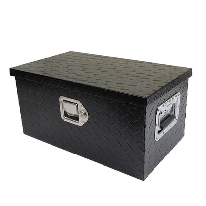 Solid Spare 20"×12"×9.5" Tool Box w/Keys For Pickup Trailer Black Aluminum Diamond Plate