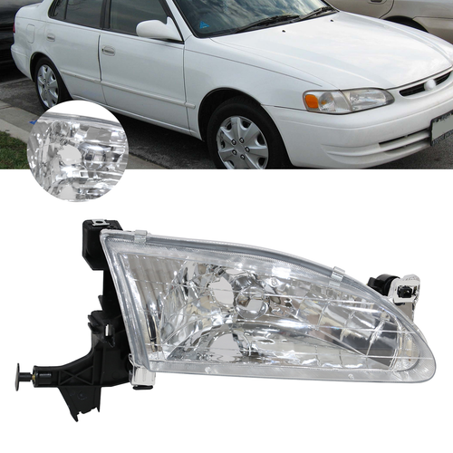 Fits 1998-2000 Toyota Corolla CE VE LE 1.8L Chrome Headlights Passenger Side RH